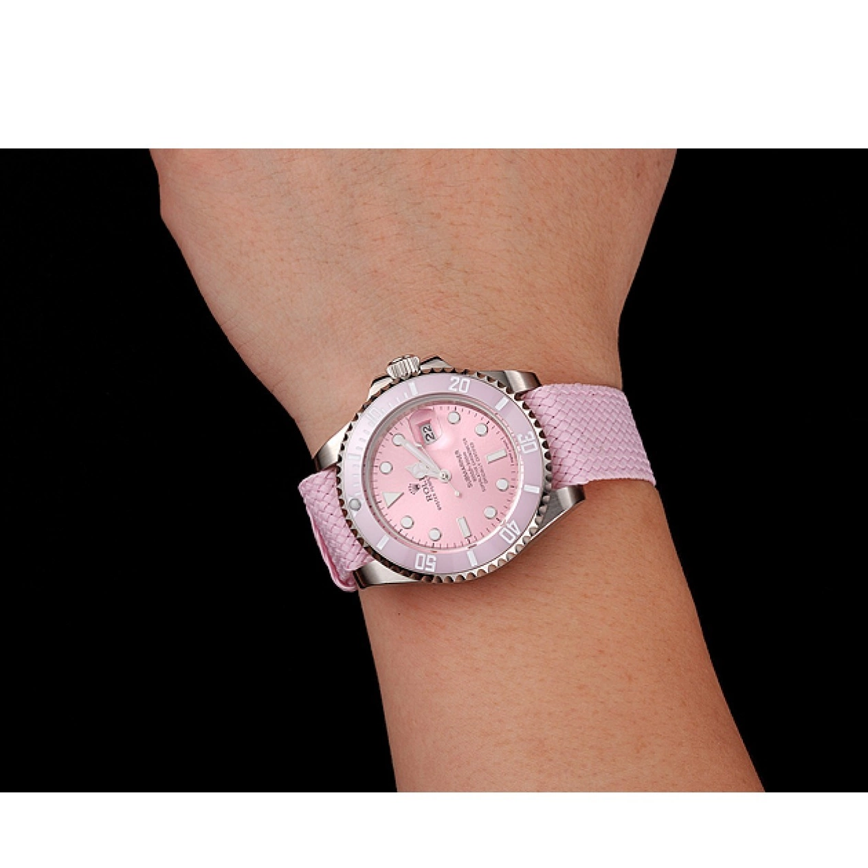 Good Copy Rolex Watches Rolex Submariner Bezel Bracelet Fabric Pink Pink Pink 1453866 Dial 0819